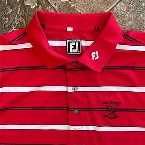 FOOTJOY ST ANDREWS OLD COURSE Men’s Golf Polo Shirt Red w White & Black Stripes